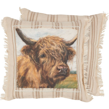 Faire-Primitives by Kathy Highland Cow Pillow-Primitives by Kathy